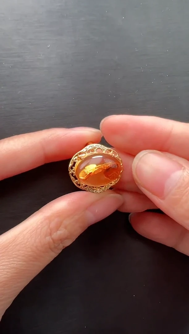 琥珀银S925镶嵌戒指多样性拍一发一