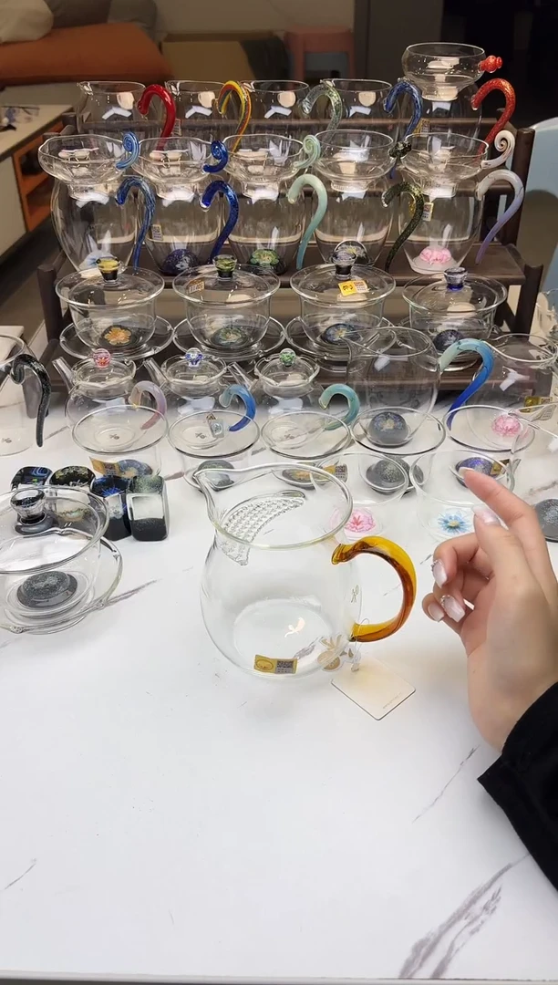 手工艺品玻璃禾器观禄煮茶器琥珀色