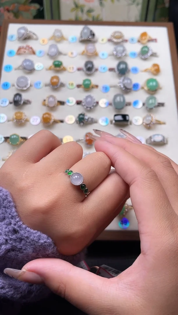 【闪购商品】翡翠戒指银S925镶嵌天然A货翡翠戒指