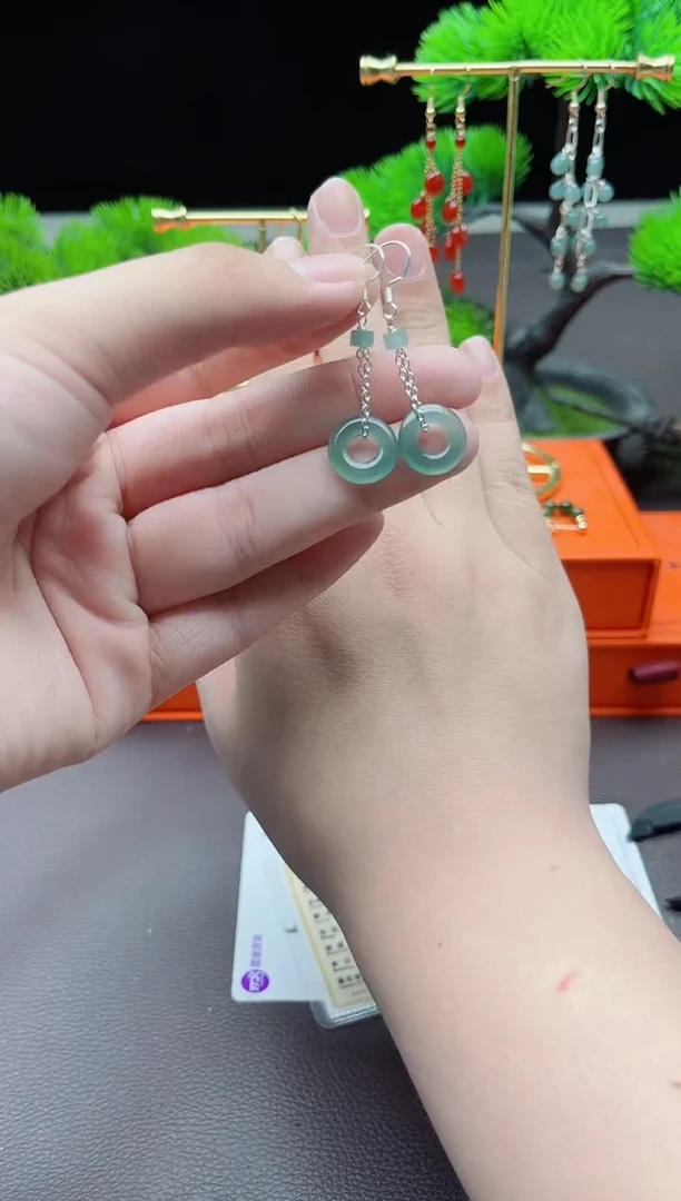 翡翠银S925镶嵌耳饰811000