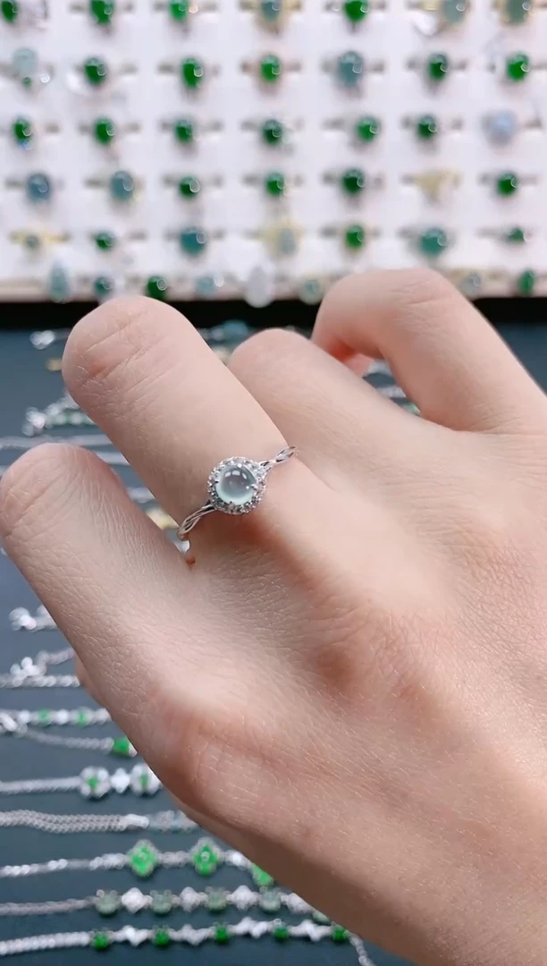 【闪购商品】翡翠戒指银S925镶嵌天然翡翠