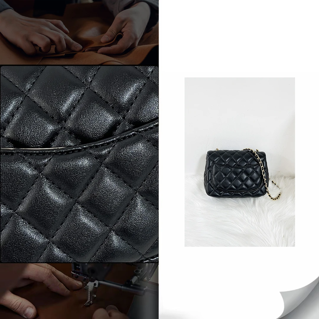 网红小香风方胖子包包女士单肩斜挎链条小金球包高奢简约包包黑色