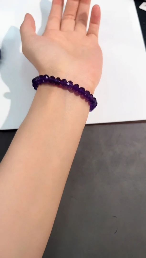 水晶手链未镶嵌74号高货算盘切面乌拉圭单圈7mm