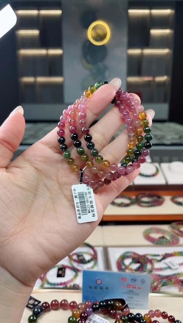 未镶嵌老矿碧玺三圈手串5mm+碧玺多样性发一条 T