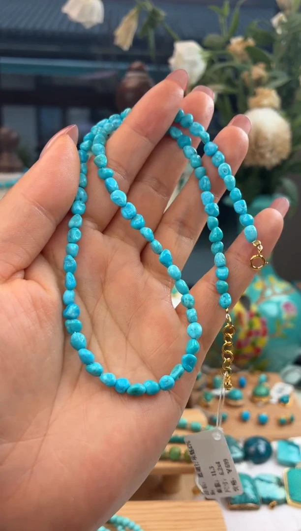 银S925镀金镶嵌绿松石项链1