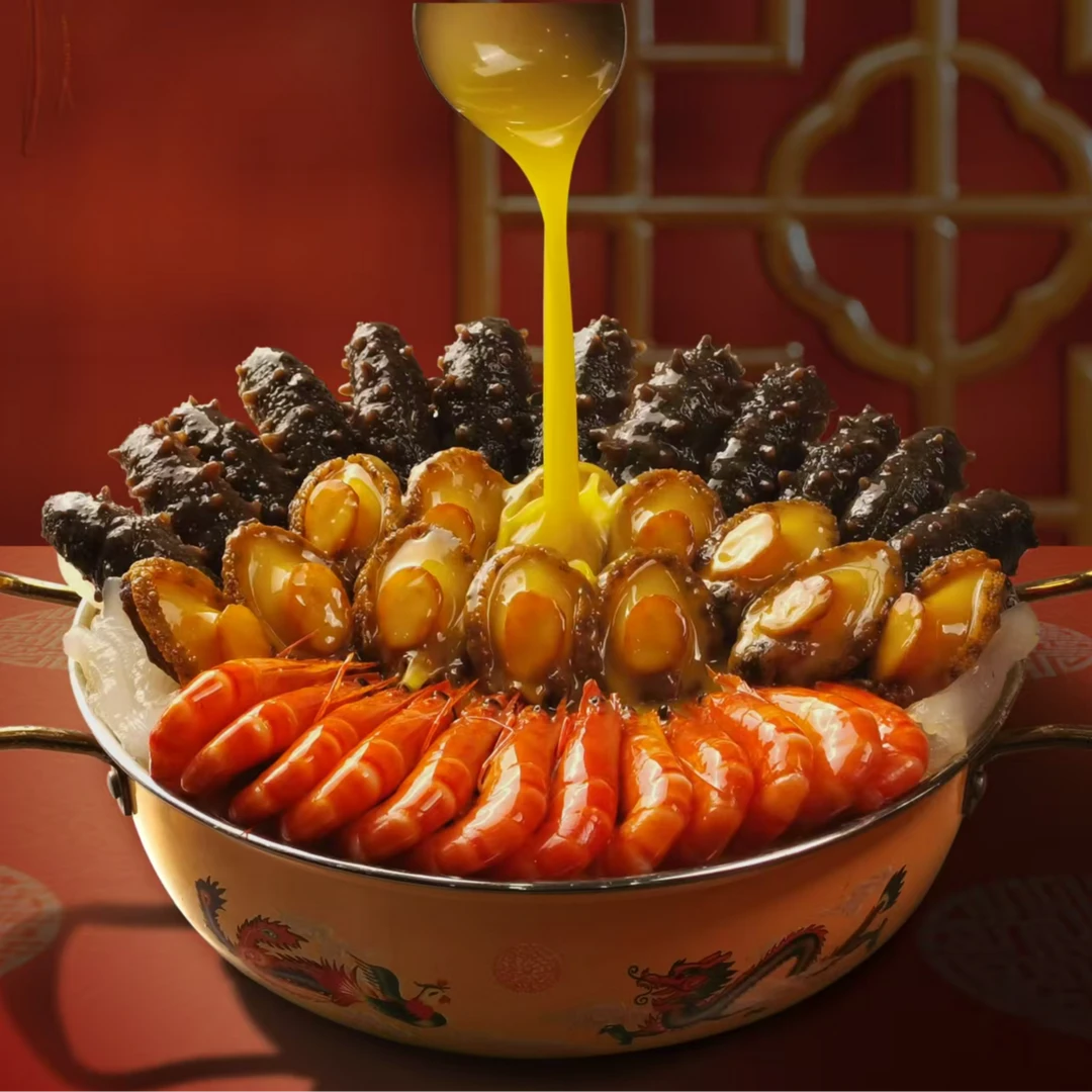 琴雨湾12海参12鲍鱼12黑虎虾匠心佛跳墙2000g礼盒装