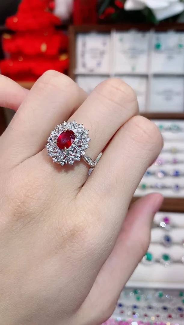 18K金镶嵌戒指红宝石1.17ct/天然宝石/七天无理由