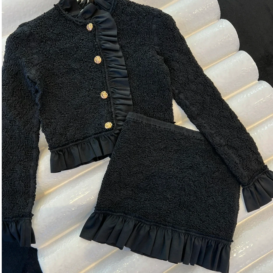 99新  Alexander Wang 亚历山大王褶皱荷叶边套装 S码