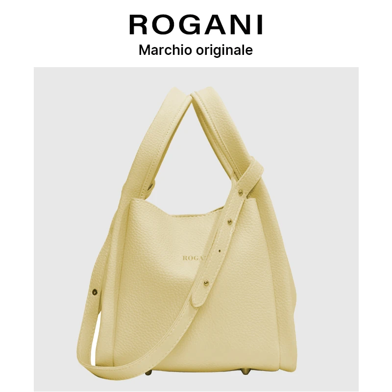 ROGANI水桶包百搭通勤车缝线手提包手提式简约风6650