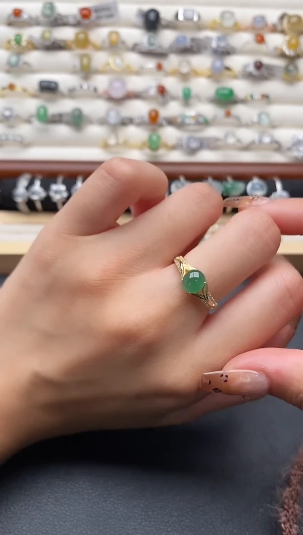 银S925镶嵌戒指翡翠2222222+8