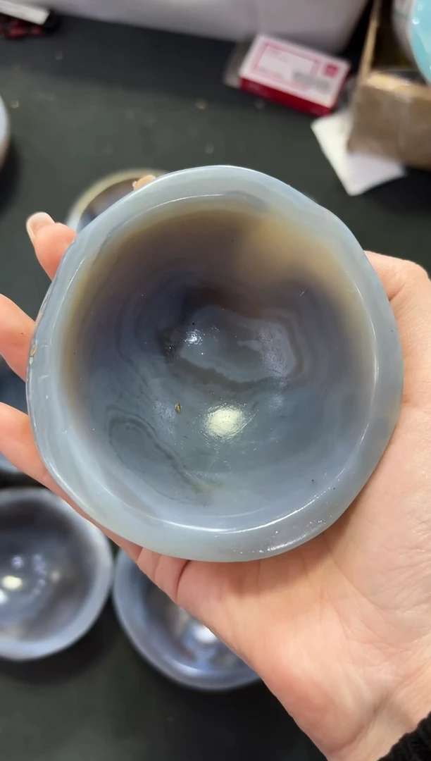 未镶嵌车挂玛瑙/玉髓脸****缘玛瑙碗摆件GW