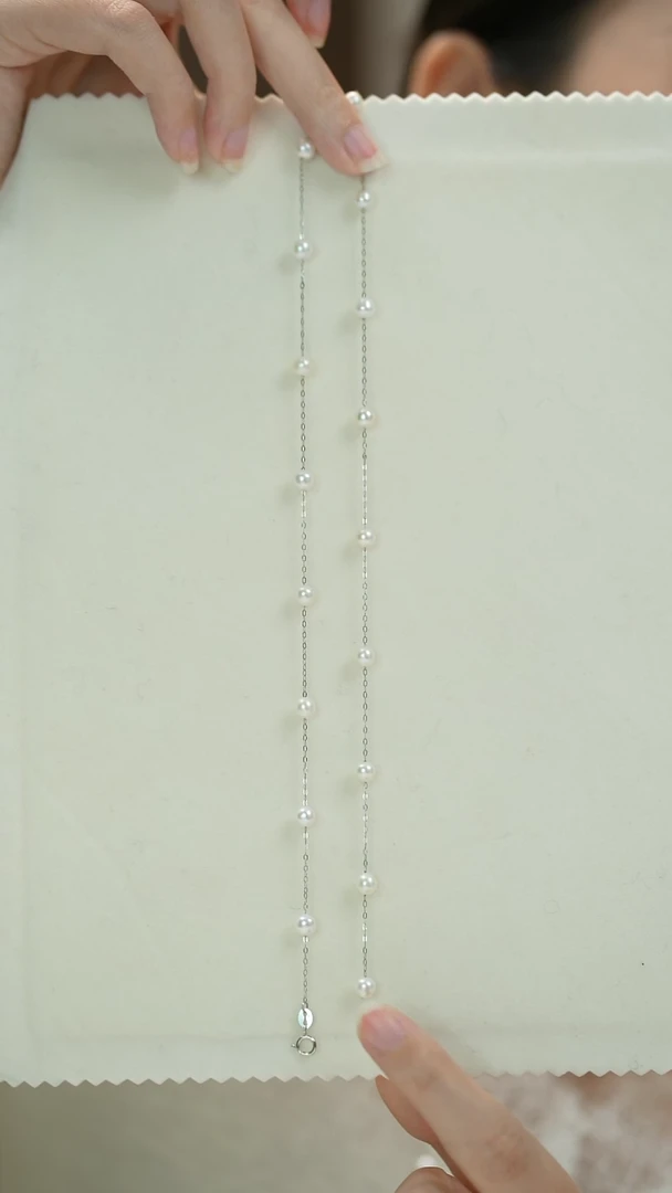 项链银S925镶嵌淡水珍珠双珠耳线 5-6mm