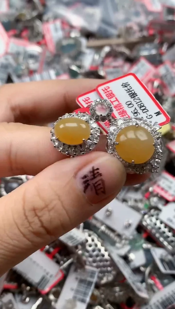 银S925镶嵌戒指翡翠天然A货缅甸翡翠