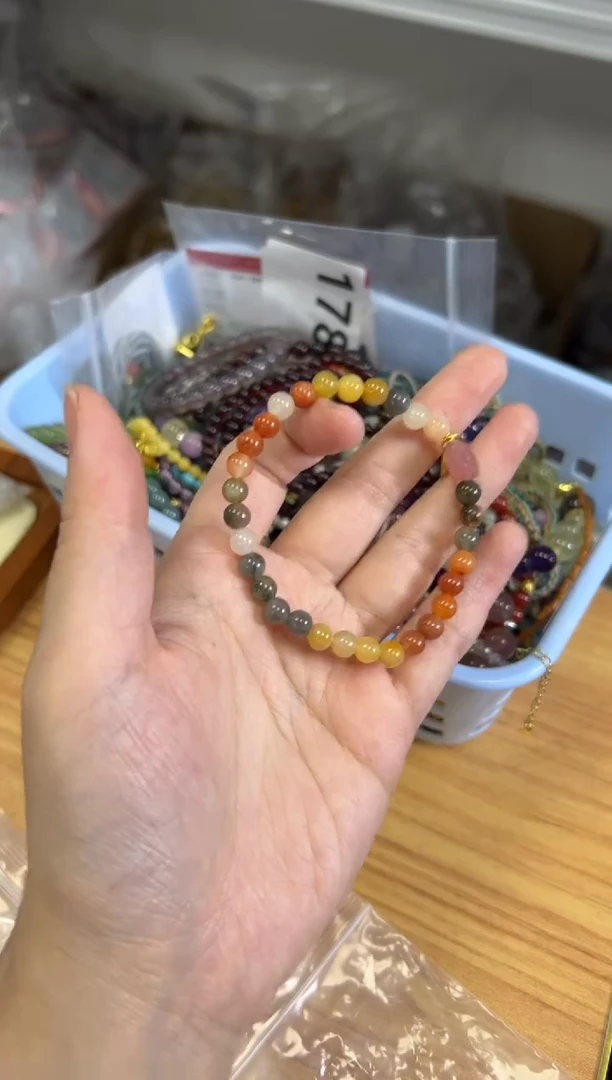 石英质玉（缅黄）手链未镶嵌缅黄多宝小米珠富甲款手链[1445]