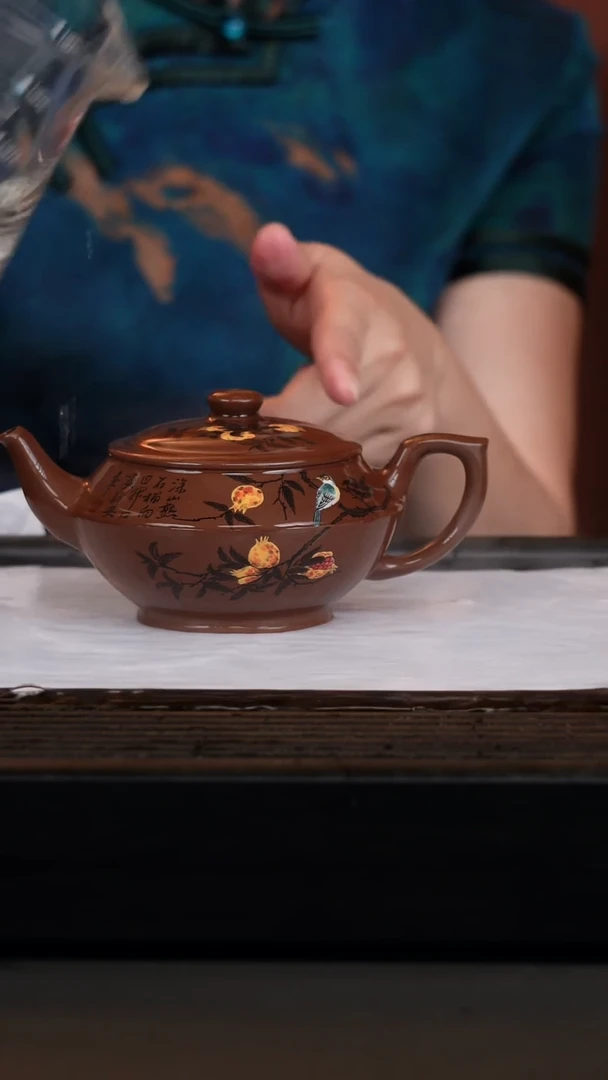 茶壶紫砂nxa底漕青刻绘刻字汉云壶280cc