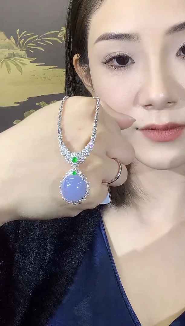 套链18K金镶嵌翡翠A36 紫货有一定色差