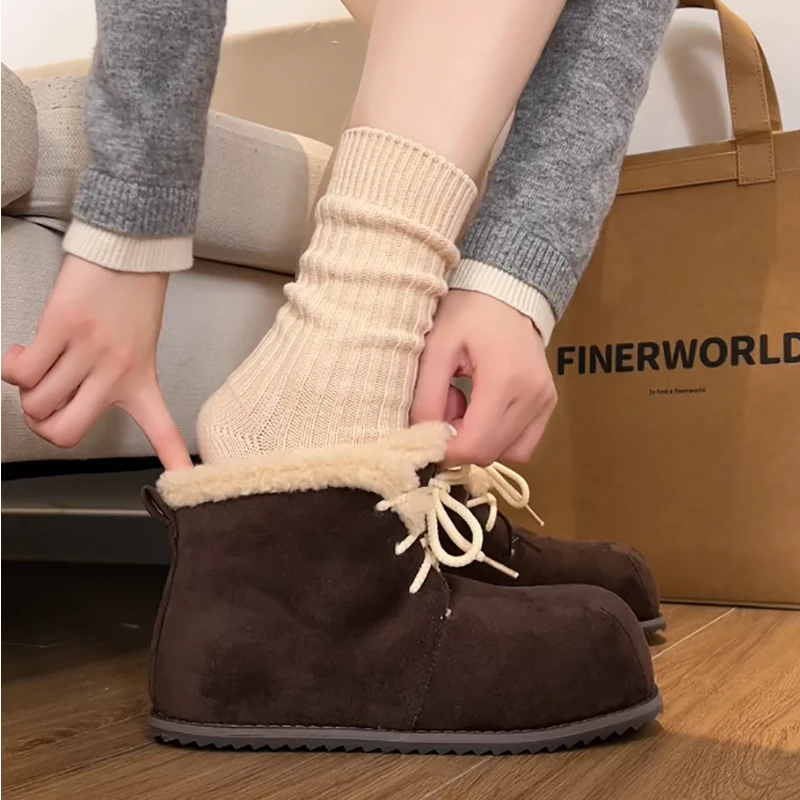 东北加绒加厚复古保暖厚底雪地靴女冬2025新款百搭防滑勃肯棉鞋子