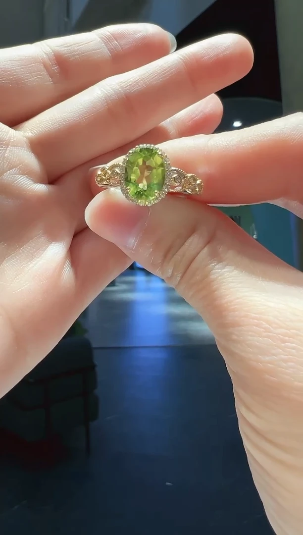 【闪购商品】橄榄石戒指银S925镶嵌7】