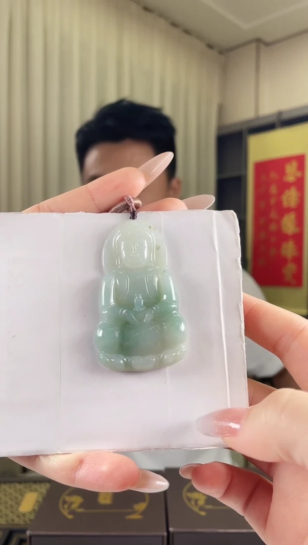 颈饰未镶嵌翡翠ZA005观音-5+孤品+送同款绳子
