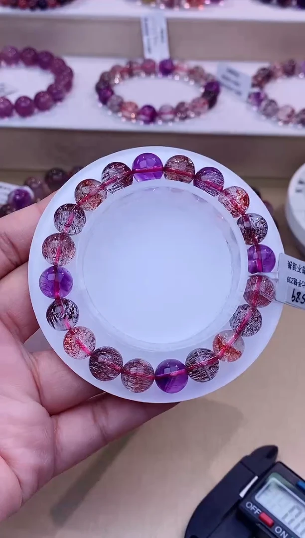 未镶嵌手链水晶黑加仑超七单圈9m+