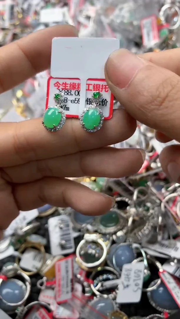 银S925镶嵌戒指翡翠15                3