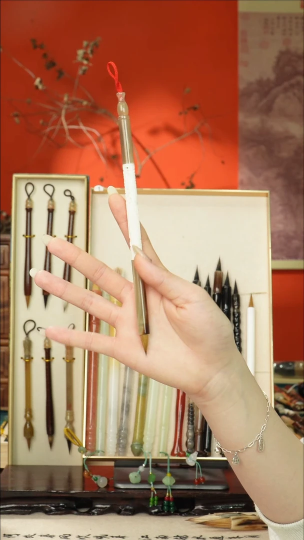 20号闪孤品高货毛笔链接 清水试笔 蘸墨不退