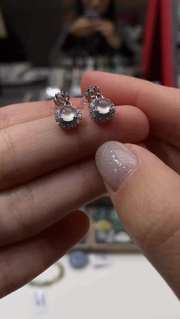 银S925镶嵌翡翠耳饰耳饰