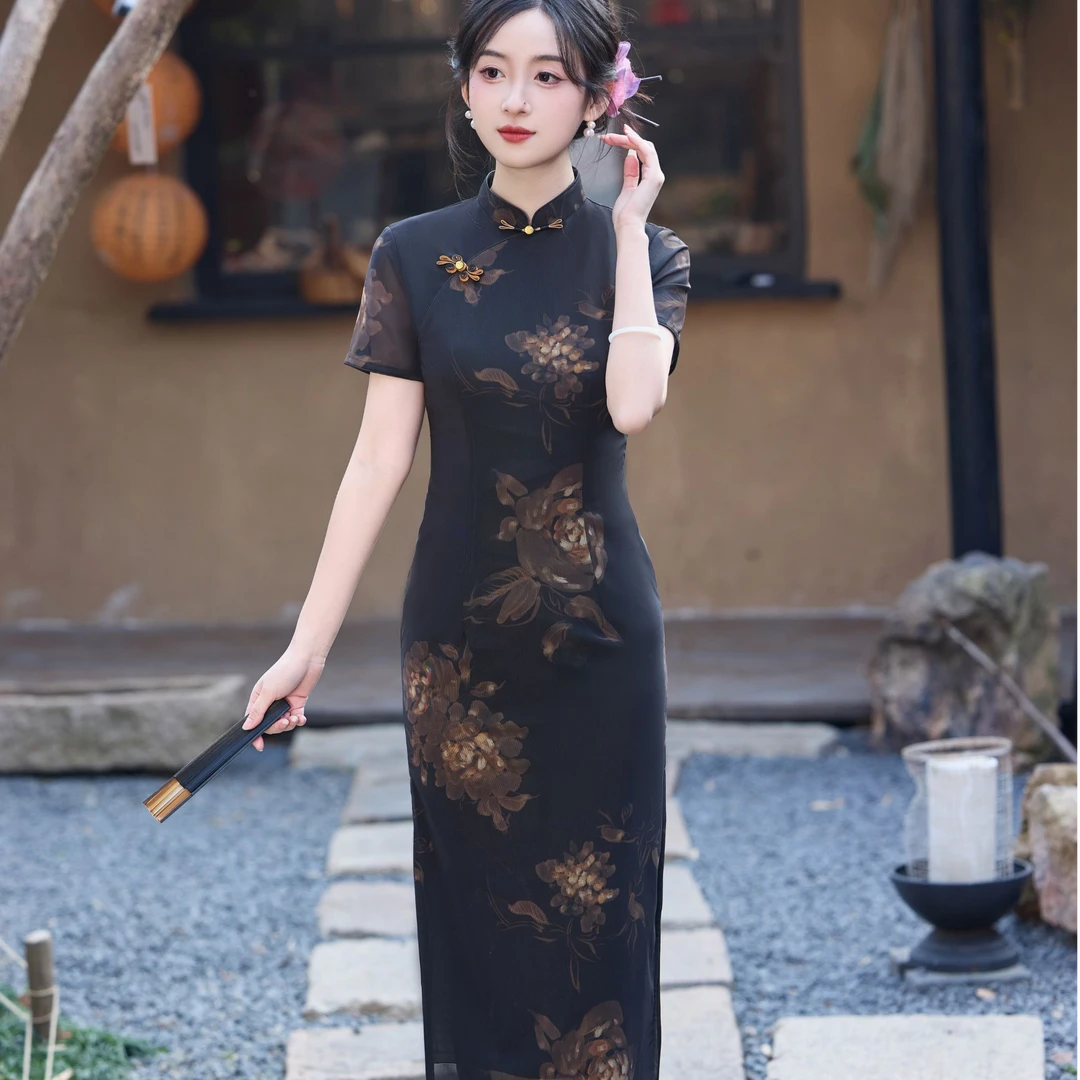 【宓悦-幽兰开】2025新款改良素雅旗袍高端气质新中式连衣裙日常