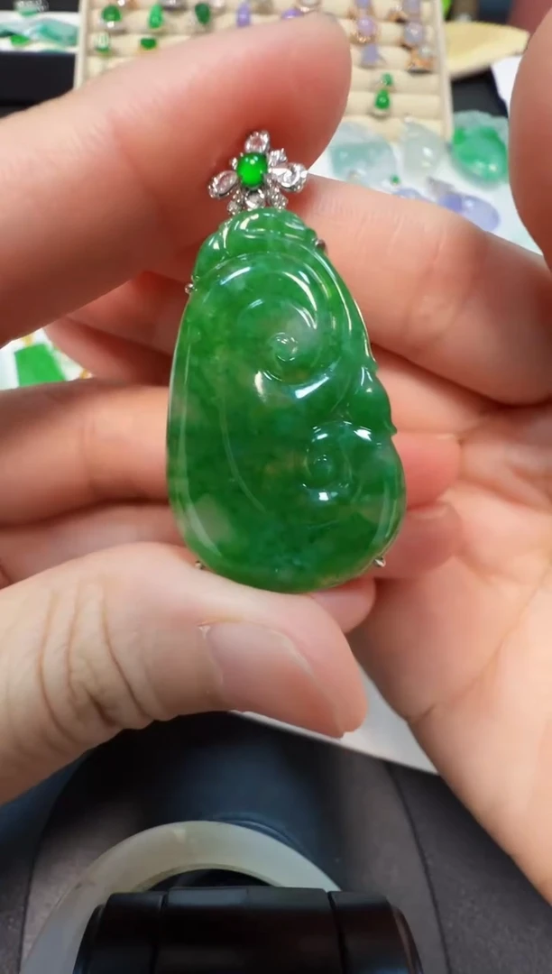 吊坠(不含链)18K金镶嵌翡翠58001