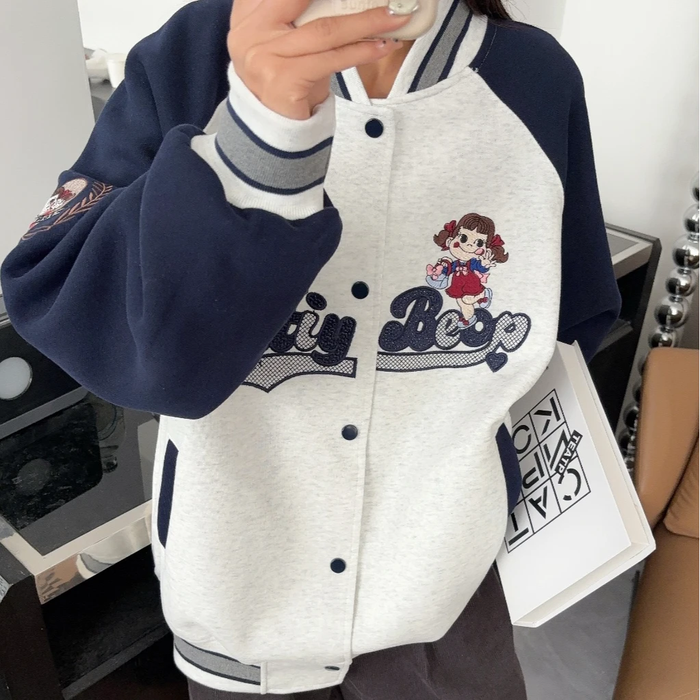 25春季新款韩版开衫外套棒球服不二小女孩刺绣宽松百搭显瘦622