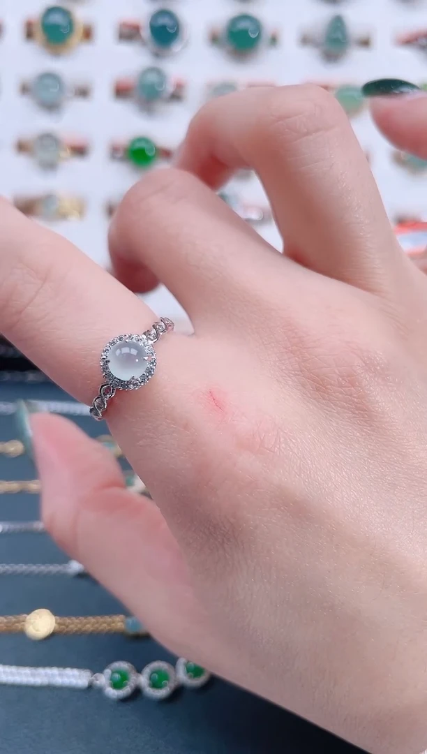 银S925镶嵌戒指翡翠天然翡翠