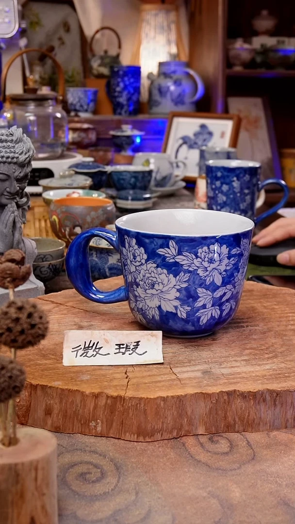 杯子牡丹手工手绘手工手绘