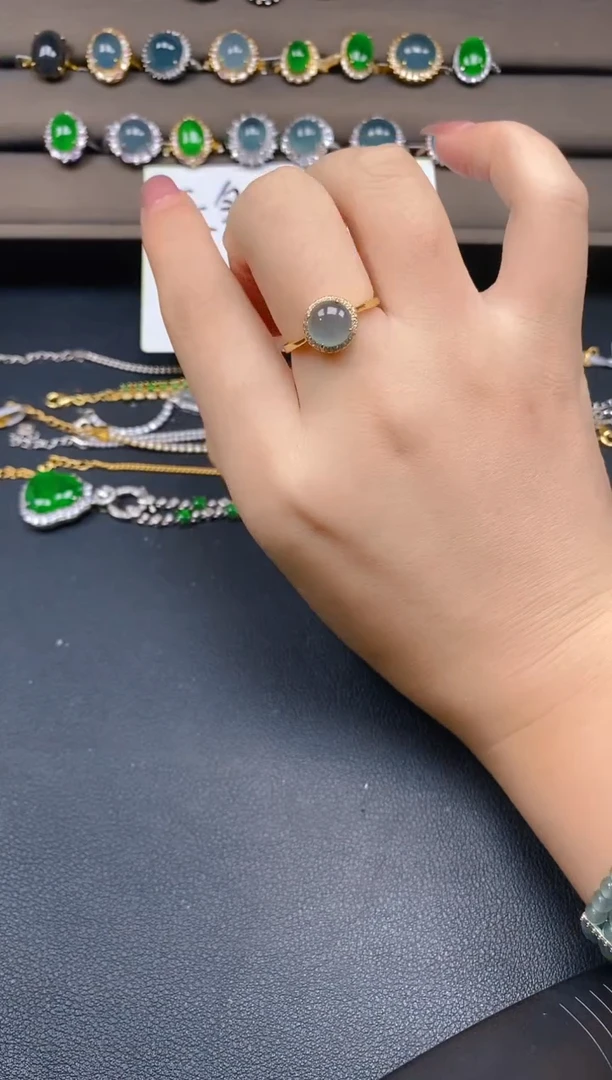 翡翠戒指银S925镶嵌20