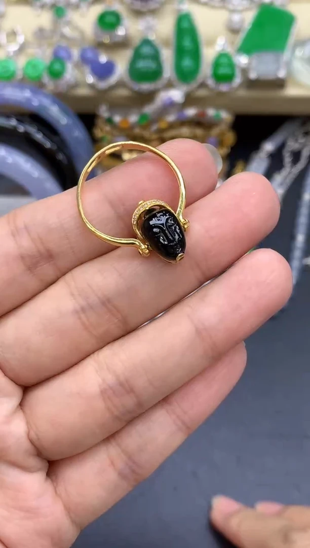 18K金镶嵌戒指翡翠芸**生341-中国好珍宝