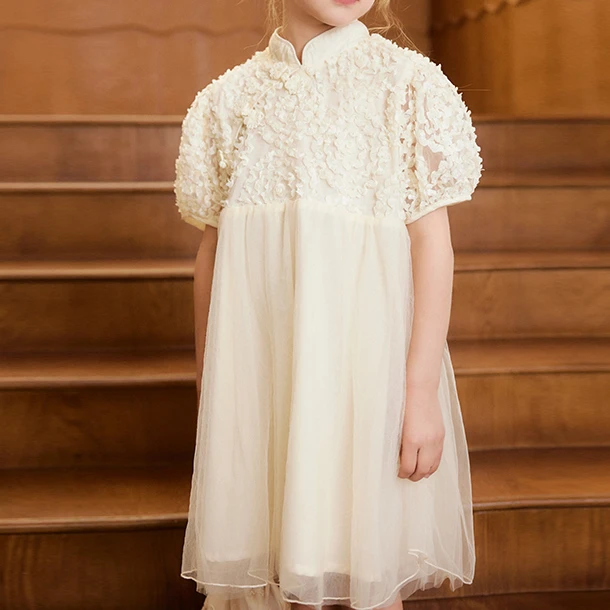 女童短袖裙子儿童连衣裙夏季新款公主裙小女孩纱裙国风旗袍裙