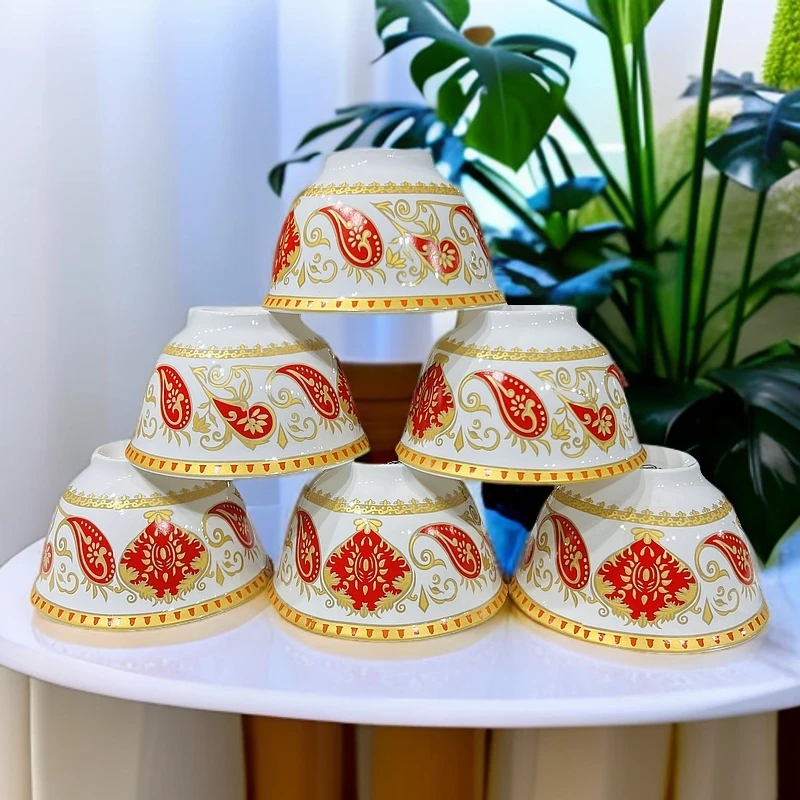 新疆包邮【红色巴达木花12个】一套 小茶碗 陶瓷 好看 实用