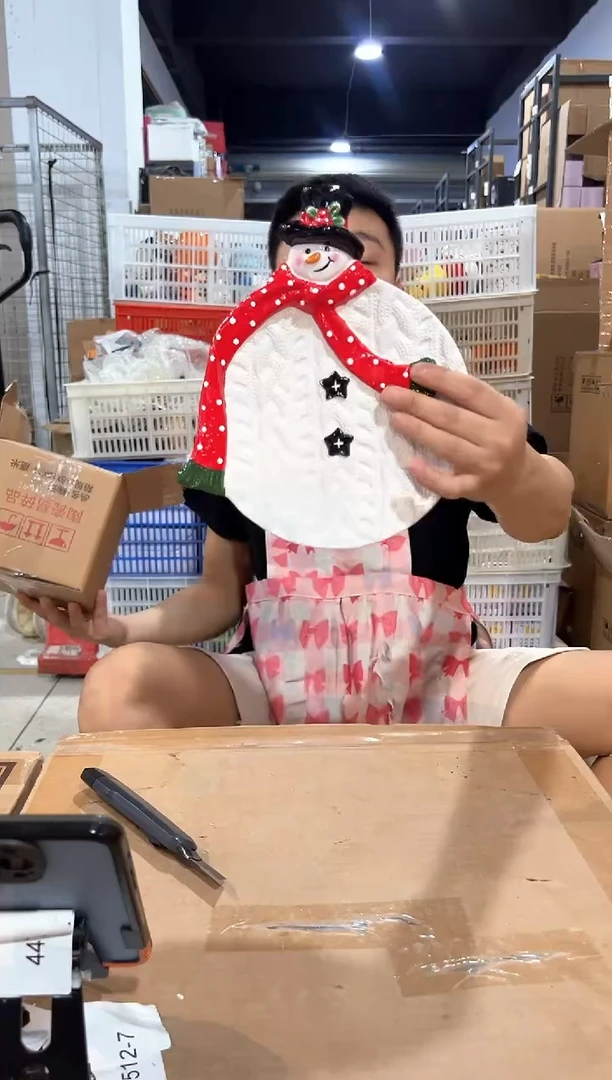 瓷片 原盒雪人盘