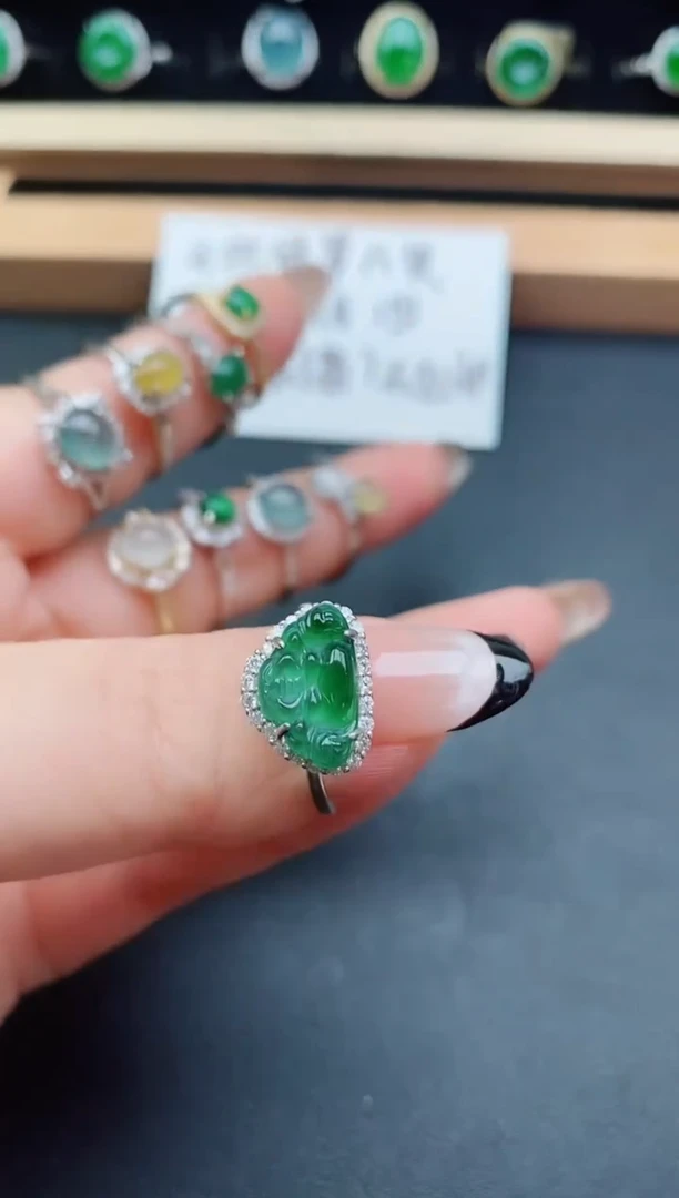 翡翠戒指银S925镶嵌508