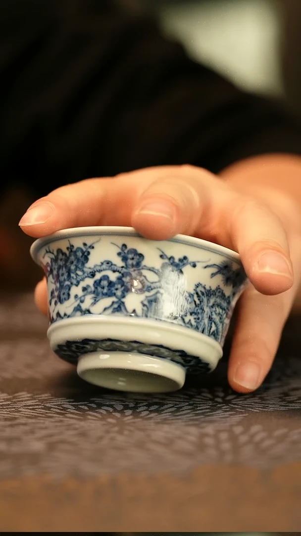 中式垂虹慕古松竹梅马蹄杯