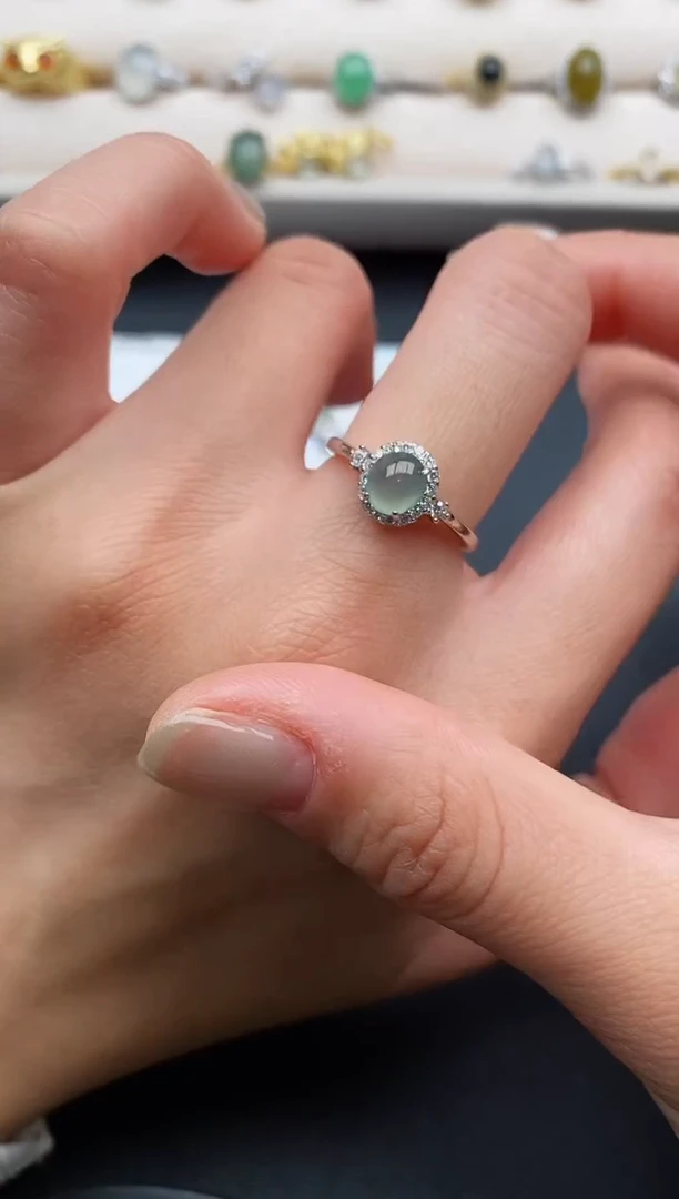 银S925镶嵌戒指翡翠4444444+1