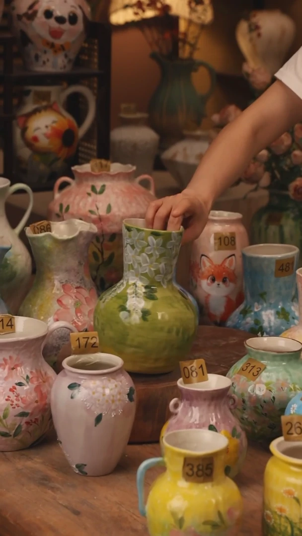 陶瓷420景德镇设计师手作花器摆件侘寂风