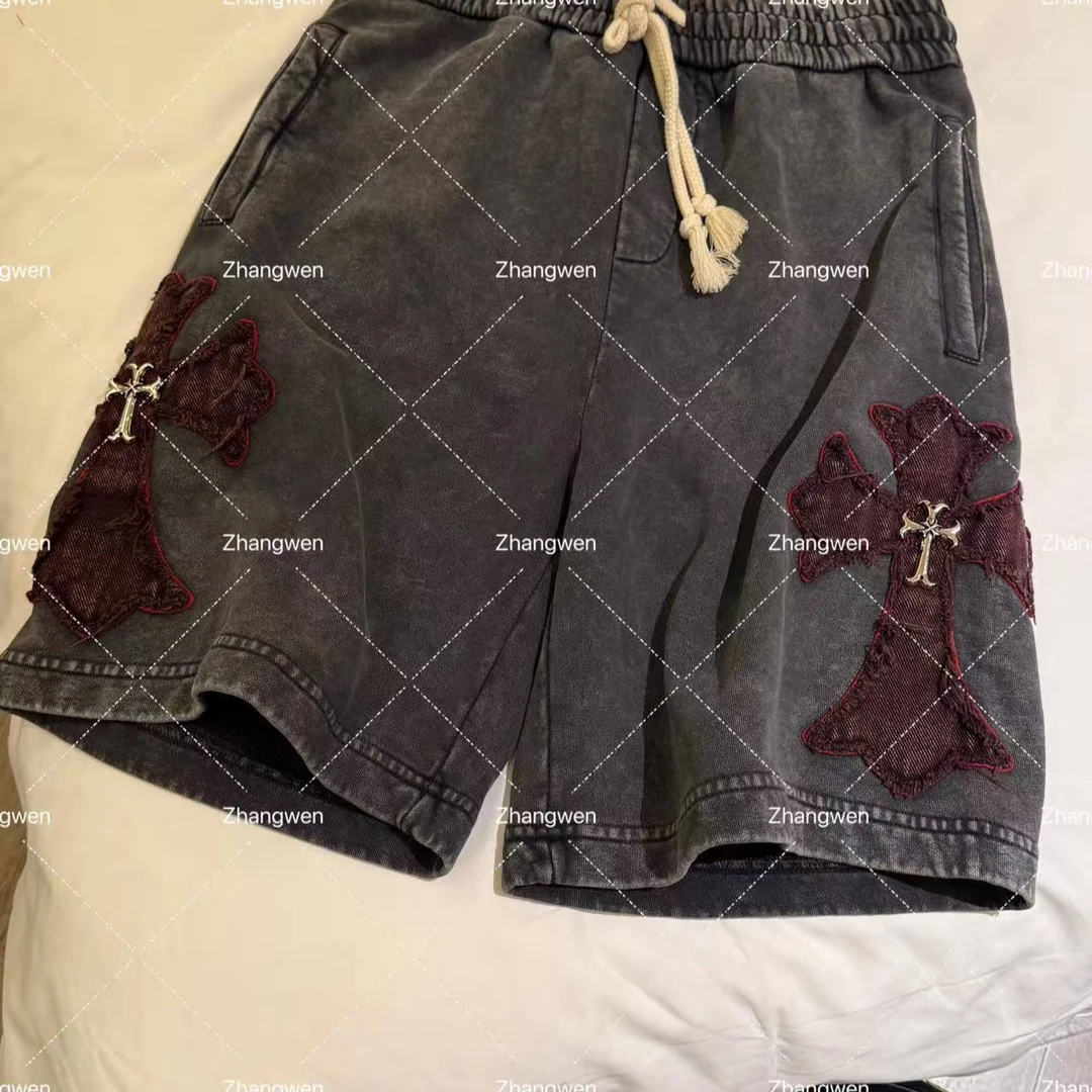 【灰调赤章】重工洗水贴布刺绣短裤（男女同款）5149