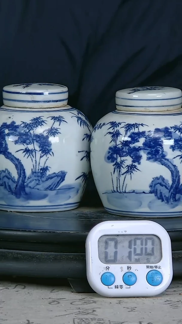 陶@***?青花精绘花卉图换一对