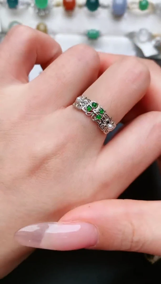 翡翠戒指银S925镶嵌....