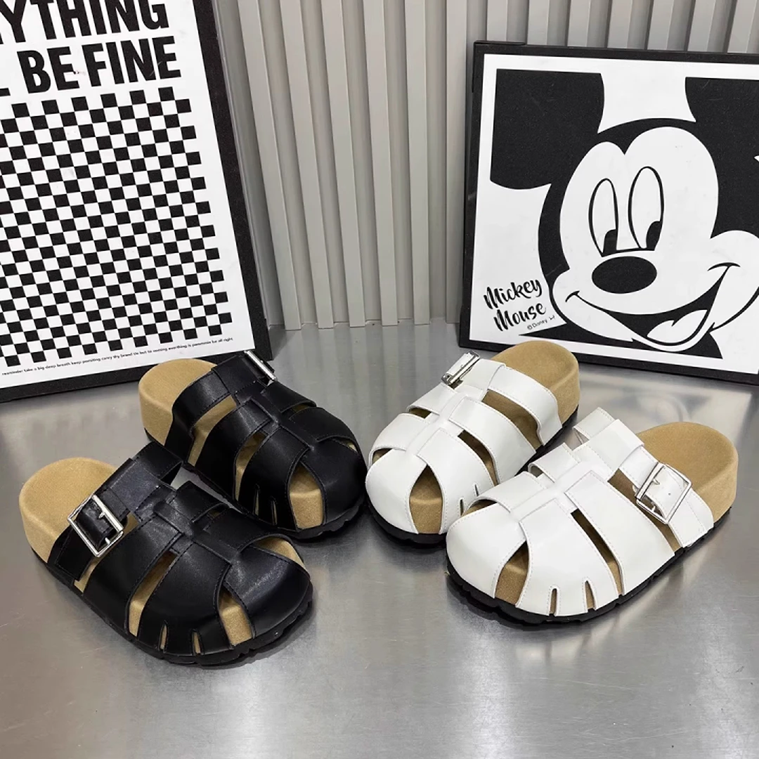 2025夏季新款厚底包头女拖鞋百搭时尚休闲丑萌懒人外穿镂空女凉拖