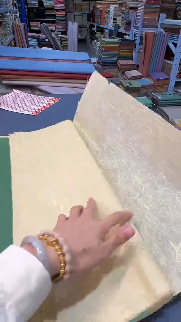 清*纯手工六尺对开25张仿古色雁楮清水云龙