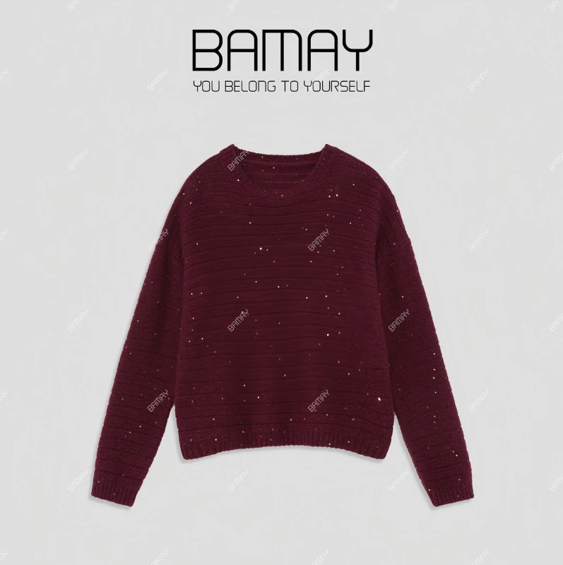 【李美丽】复古慵懒风小众设计感彩色纽扣螺纹毛衣XH243MY012S