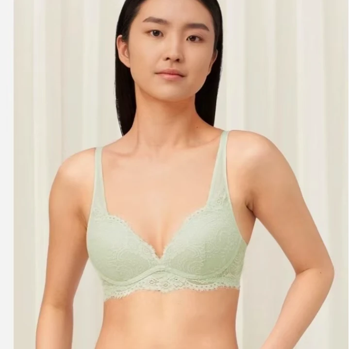 D2-黛A芬金标无钢圈深V上薄下厚蕾丝内衣-11R1914