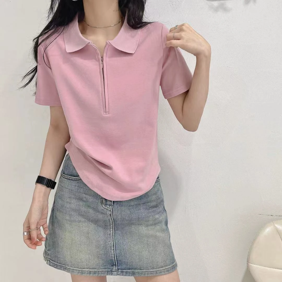 乐缘E爆款 福利no退no换时尚POLO领短袖拉链上衣