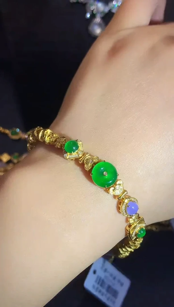 18K金镶嵌手链翡翠刘****奶SY多样性发其一